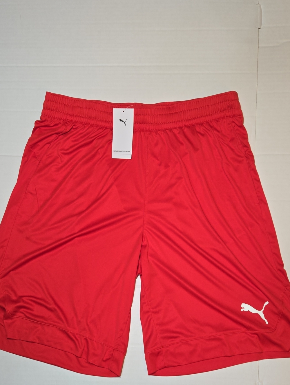 Puma Men’s Bright Red Athletic Shorts with White Logo